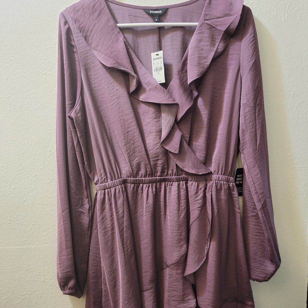 NWT Express Purple Flirty Long Sleeve Dress